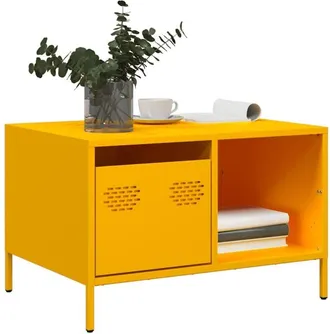 vidaXL Tavolino Giallo Senape 68,5x50x43,5cm Acciaio Laminato a Freddo - Vidaxl
