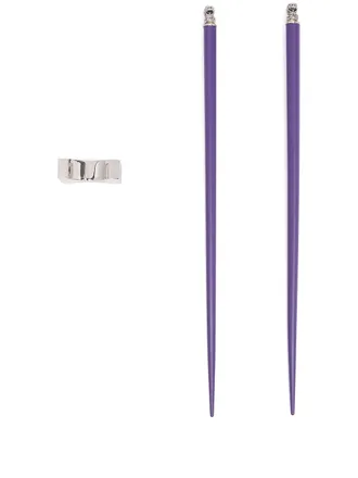 Shanghai Tang Year of the Dragon Chinese Zodiac chopsticks - unisex - Wood/Brass - OS - Purple