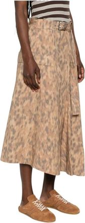 Ganni Midi Skirts, female, Beige, Size: XS Midi A-line Skirt