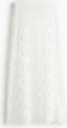H&M Langer Spitzenrock - White