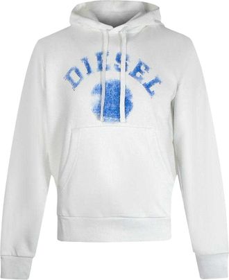 Diesel Mens Faded Logo Hoodie (White) Cotton - Size X-Large