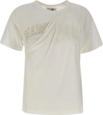 Maison Margiela Numeric Logo T-Shirt - Dames - T-shirts - Wit - XS - Katoen - Tops