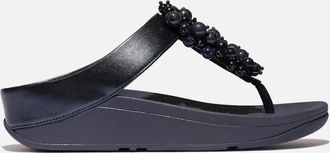 FitFlop Womens FitFlop FINO BAUBLE-BEAD Womens Toe Post Sandals Midnight Navy - Blue - Size: 6