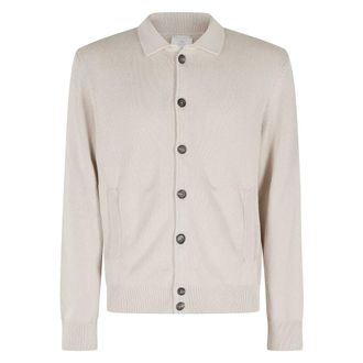 Eleventy Cardigans, male, Beige, Size: 2XL Button Front Sweater Jacket