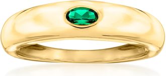 RS Pure by Ross-Simons Oval Lab-Grown Emerald Ring in 18kt Gold Over Sterling