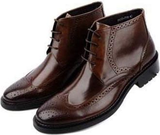 Generic New for Men Ankle Boots Mens Brogue Lace Up Flat Ankle Boots Show Holiday Club Party Office for Business Genuine Leather The First Layer of Cowhide(Br