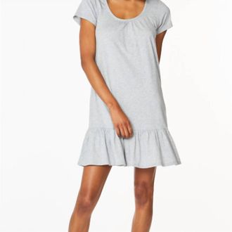 bobi Short Sleeve Ruffle Hem Dress In H. Grey