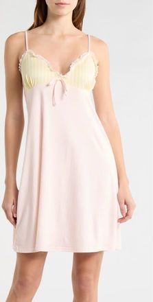French Connection Eyelet Trim Chemise in Lemon Pink at Nordstrom, Size X-Large