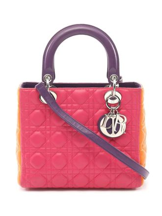 Dior 2000-2020 Medium Tricolor Lambskin Cannage Lady Dior satchel - women - Lambskin - One Size - Pink