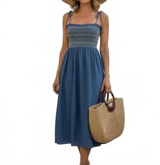 THML Clothing Poolside Midi Dress In Chambray Blue