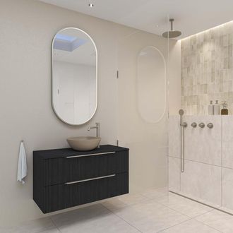Bernacchini SP28 spiegel - ovaal - 50x100 cm - directe LED rondom - spiegelverwarming - RVS geborsteld