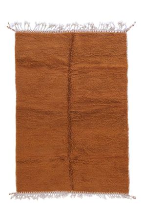 AFK Living Alfombra bereber marroqu&iacute; de lana marr&oacute;n lisa 164 x 257 cm