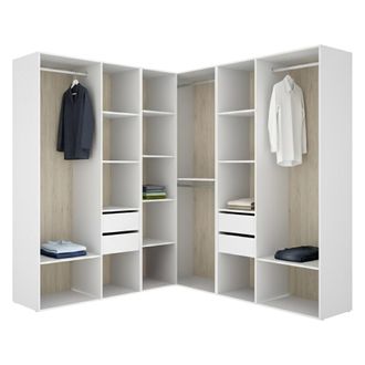 Dmora Armario Grande Yancy, Modular Para Dormitorio, 13 Estantes, Colgador, 186x205h Cm Blanco
