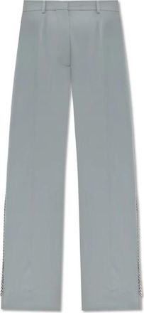Stella McCartney Wollen broek met kenmerkende ketting - Dames - Wijde Broeken - Grijs - S - Wol - Broeken