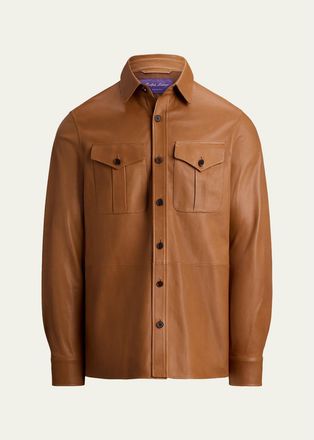 Ralph Lauren Purple Label Mens Plonge Leather Overshirt