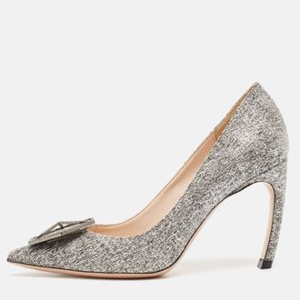 Nicholas Kirkwood Grey Tweed Hexagon Pointed Toe Pumps