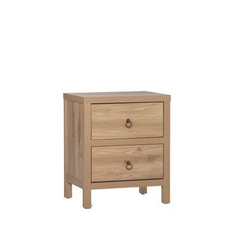 Klast Mesita de noche 2 cajones efecto madera natural 50 cm x 60 cm