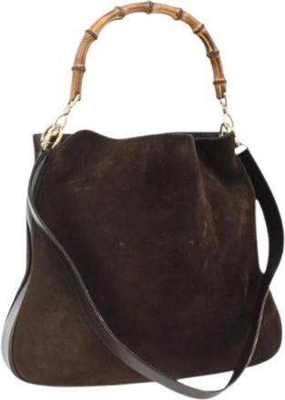 Gucci Pre-owned Handbags, female, Brown, Size: ONE SIZE Pre-owned Suede Handbag