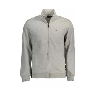 Napapijri Geborduurde katoenen trui met rits - Heren - Sweatshirts & Hoodies - Grijs - Maat: M Katoen