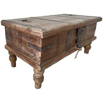 Wanderlust Deco Ba&uacute;l de madera acabado artesanal marr&oacute;n 89x37x38h cm