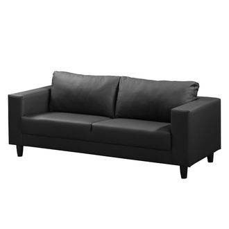 KIYDOO home24 mooved Sofa Bexwell 3-Sitzer Schwarz Kunstleder 180x78x75 cm