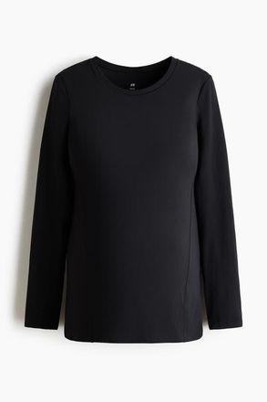 H&M Mama Long-sleeved Sports Top in Black at Nordstrom, Size Medium