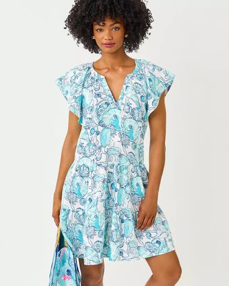 Lilly Pulitzer Norella Flutter Sleeve Linen Dress