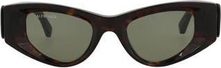 Balenciaga 48mm Angled Oval Sunglasses in Havana Havana Green at Nordstrom Rack