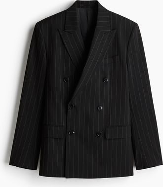 H&M Zweireihiges Jackett in Regular Fit - Schwarz