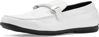 Stacy Adams Sheridan Moc Toe Slip-On Loafer Mens Shoes White Patent : 10.5 M, Leather/Linen/Satin
