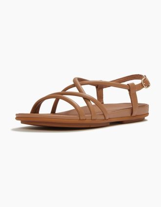 FitFlop Womens Fitflop Gracie Crystal Leather Womens Classic Tan Sandals - Brown - Size: 4