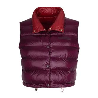 Patrizia Pepe Waistcoats, female, Purple, M, Short Sleeveless Reversible Puffer Jacket