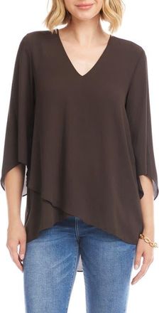 Karen Kane Asymmetrical Crepe Top in Dark Brown at Nordstrom, Size X-Small