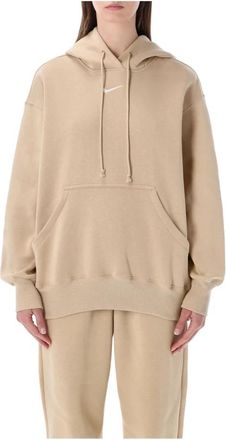 Nike Club Fleece Pullover Hoodie - Dames - Sportshirts - Beige - L - Katoen - Fitness
