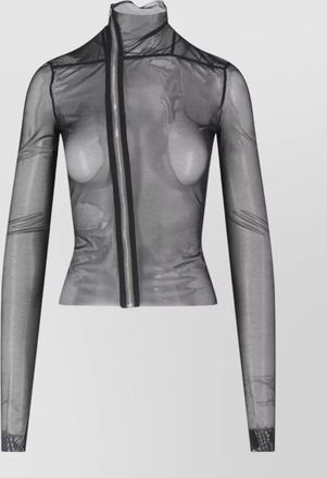 Rick Owens sheer high neck fitted long sleeve jacket