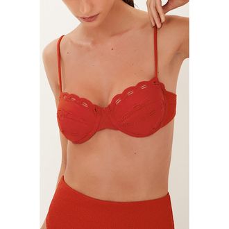 Vix Naya Nissi Cotton Eyelet Underwire Bikini Top in Red at Nordstrom Rack, Size X-Large
