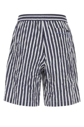 Dolce & Gabbana Mens Embroidered Viscose Blend Bermuda Shorts Rigato Exterior: Nylon Silk