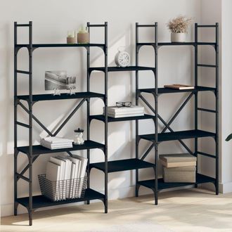 Berkfield Home Bookshelf Black 160x28.5x136.5 cm Engineered Wood