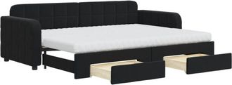 vidaXL Vidaxl - Sof&aacute; Cama Nido Con Cajones Terciopelo Negro 80x200 Cm