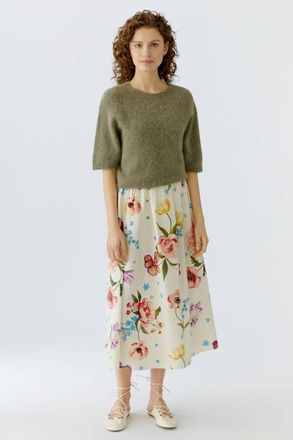 Oui Floral Skirt In White Red