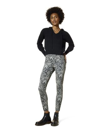 Hue Womens High Rise Denim Legging, Grey - Baby Leopard, Large