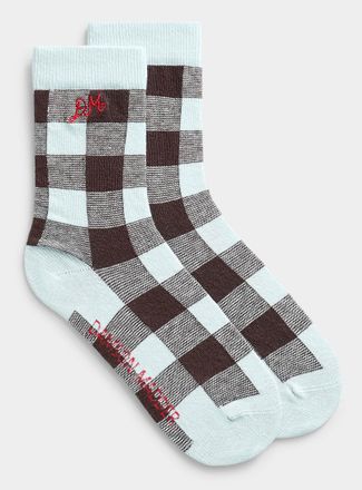 Damson Madder Womens Brown-check blue socks