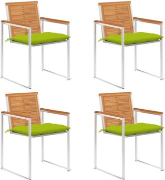 vidaXL Vidaxl - Sillas De Jard&iacute;n Y Cojines 4 Unidades Madera Maciza De Acacia