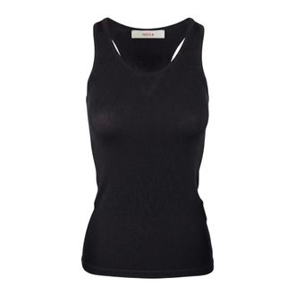 Jucca Sleeveless Tops, female, Black, Size: M Top canotta a costine