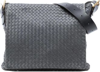 Bottega Veneta Pre-owned Cross Body Bags, female, Gray, Size: ONE SIZE Pre-owned Woven Leather Shoulder Bag
