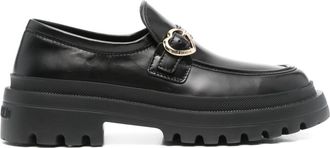 Love Moschino decorative buckle-detail loafers - women - Leather - 37 - Black