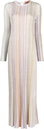 Missoni sequin-embellished striped pleated dress - women - Viscose/Polyamide/Polyester/Metallic Fibre/Silk/Spandex/Elastane - 42 - Purple