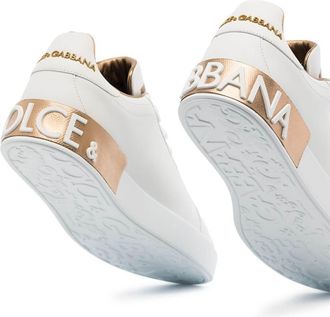 Dolce & Gabbana Womens Sneakers Portofino White And Gold Leather Trainers