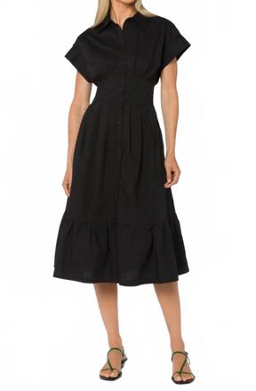 Velvet Heart Poplin Midi Shirt Dress In Black