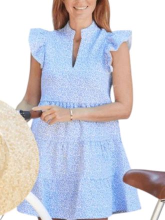 Sail to Sable Animal Print Flutter Sleeve Dress In Hydrangea